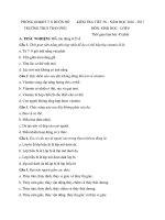 Tải Đề kiểm tra 1 tiết học kì 2 môn Sinh học lớp 8 trường THCS Trần Phú, Đăk Lăk năm học 2016 - 2017 - Đề kiểm tra giữa học kì II môn Sinh lớp 8 có đáp án