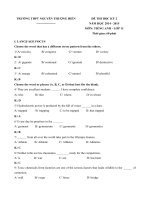 Tải Đề thi học kỳ 2 môn Tiếng Anh lớp 11 trường THPT Nguyễn Thượng Hiền năm học 2014 - 2015 - Đề kiểm tra học kỳ 2 môn tiếng Anh lớp 11 có đáp án