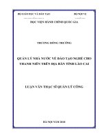 Quản lý nhà nước về đào tạo nghề cho thanh niên trên địa bàn tỉnh lào cai 