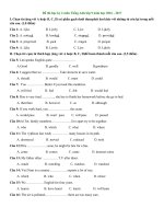 Tải Đề thi học kỳ 2 môn Tiếng Anh lớp 9 năm học 2016 - 2017 - Đề kiểm tra học kì 2 môn tiếng Anh lớp 9 năm 2017