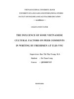 Ảnh hưởng của một vài yếu tố văn hóa việt nam đến nhận xét chéo trong môn viết của sinh viên năm nhất trường đại học ngoại ngữ  ĐHQGHN