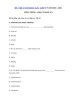 Tải 6 Đề thi học kì 1 lớp 9 môn tiếng Anh năm 2020 - 2021 - Tổng hợp Đề kiểm tra tiếng Anh lớp 9 học kì 1 có đáp án