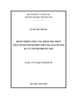 hoàn thiện công tác kiểm tra thuế đối với doanh nghiệp trên địa bàn huyện ba vì, thành phố hà nội 