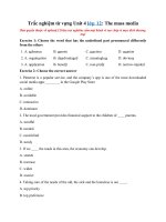 Tải Trắc nghiệm từ vựng Unit 4 lớp 12: The mass media - Từ vựng Tiếng Anh 12 Unit 4 có đáp án