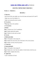 Tải Giáo án Tiếng Anh lớp 1 Tuần 11 sách First Friends 1 - Giáo án môn tiếng Anh lớp 1 theo tuần