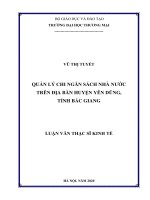 quản lý chi ngân sách nhà nước trên địa bàn huyện yên dũng, tỉnh bắc giang 