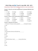 Tải Đề thi Tiếng Anh lớp 7 học kì 1 năm 2020 - 2021 - Đề 2 - Đề kiểm tra học kì 1 lớp 7 môn Tiếng Anh có đáp án