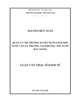 quản lý chi thường xuyên ngân sách nhà nước cấp xã, phường tại kho bạc nhà nước bắc giang 
