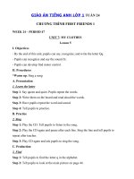 Tải Giáo án Tiếng Anh lớp 1 Tuần 24 sách First Friends 1 - Giáo án môn tiếng Anh lớp 1 theo tuần