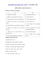 Tải Đề cương tiếng Anh lớp 7 học kì 1 năm 2020 - 2021 - Bài tập tiếng Anh học kì 1 lớp 7 có đáp án