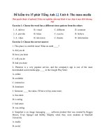 Tải Đề kiểm tra 15 phút Tiếng Anh 12 Unit 4: The mass media - Bài tập Tiếng Anh 12 Unit 4 có đáp án