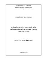 quản lý chi ngân sách nhà nƣớc trên địa bàn thành phố bắc giang, tỉnh bắc giang 