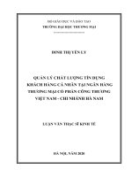 quản lý chất lượng tín dụng khách hàng cá nhân tại ngân hàng thương mại cổ phần công thương việt nam   chi nhánh hà nam 