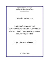 phát triển dịch vụ thẻ của ngân hàng thƣơng mại cổ phần đầu tƣ và phát triển việt nam   chi nhánh thạch thất 