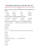 Tải Đề thi Tiếng Anh lớp 8 học kì 1 năm 2020 - 2021 - Đề 1 - Đề thi học kì 1 lớp 8 môn Tiếng Anh có đáp án