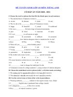 Tải Đề thi vào lớp 10 môn tiếng Anh sở GD&ĐT Hà Nội năm 2020 số 2 - Đề thi tuyển sinh lớp 10 môn Anh Hà Nội có đáp án