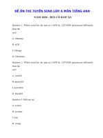 Tải Đề khảo sát tiếng Anh vào lớp 6 trường Archimedes Academy năm 2020 - 2021 - Đề thi vào lớp 6 môn tiếng Anh có đáp án