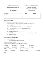 Tải Đề kiểm tra 45 phút học kỳ 2 môn Tiếng Anh lớp 7 trường THCS Chư Quynh, Đắk Lắk năm học 2015 - 2016 - Đề thi tiếng Anh lớp 7 học kỳ 2 có file nghe và đáp án