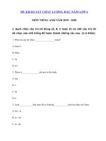 Tải Đề kiểm tra khảo sát lớp 6 môn Tiếng Anh trường THCS Giảng Võ có đáp án - Đề thi khảo sát chất lượng đầu năm môn tiếng Anh 6 có đáp án