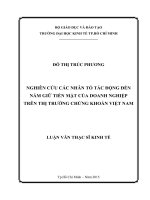 (Luận văn thạc sĩ) nghiên cứu các nhân tố tác động đến nắm giữ tiền mặt của doanh nghiệp trên TTCK việt nam 