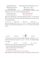 Tải Đề thi giữa học kì 1 môn Vật lý lớp 11 trường THPT chuyên Lương Thế Vinh, Đồng Nai năm học 2016 - 2017 - Đề kiểm tra giữa học kì 1 môn Vật lý lớp 11 có đáp án
