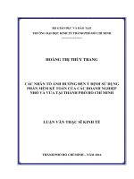 (Luận văn thạc sĩ) các nhân tố ảnh hưởng đến ý định sử dụng phần mềm kế toán của các doanh nghiệp nhỏ và vừa tại thành phố hồ chí minh 
