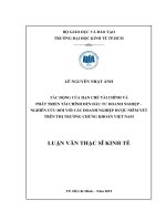 (Luận văn thạc sĩ) tác động của hạn chế tài chính và phát triển tài chính đến đầu tư doanh nghiệp – nghiên cứu đối với các doanh nghiệp được niêm yết trên thị trường chứng khoán việt nam 