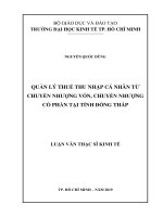 (Luận văn thạc sĩ) quản lý thuế thu nhập cá nhân từ chuyển nhượng vốn, chuyển nhượng cổ phần tại tỉnh đồng tháp 