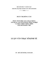 (Luận văn thạc sĩ) phân tích hiệu quả hoạt động tín dụng tại ngân hàng nông nghiệp và phát triển nông thôn chi nhánh bến tre 
