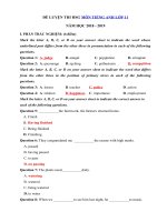 Tải Đề thi học sinh giỏi môn Tiếng Anh lớp 11 năm học 2018 - 2019 số 6 - Bồi dưỡng học sinh giỏi lớp 11 môn Tiếng Anh có đáp án