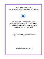 (Luận văn thạc sĩ) nghiên cứu mối liên hệ giữa điều kiện làm việc và năng suất lao động trong doanh nghiệp nhỏ và vừa ở việt nam 