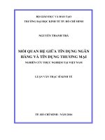 (Luận văn thạc sĩ) mối quan hệ giữa tín dụng ngân hàng và tín dụng thương mại nghiên cứu thực nghiệm tại việt nam 