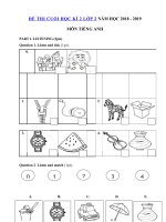 Tải Đề thi môn Tiếng Anh lớp 2 học kì 2 năm học 2018 - 2019 trường Tiểu học Quang Trung - Đề thi môn Tiếng Anh lớp 2 học kỳ 2 theo thông tư 22 có đáp án