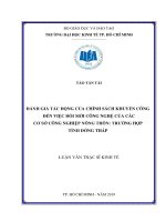 (Luận văn thạc sĩ) đánh giá tác động của chính sách khuyến công đến việc đổi mới công nghệ của các cơ sở công nghiệp nông thôn trường hợp tỉnh đồng tháp