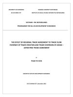 (Luận văn thạc sĩ) the effect of regional trade agreement to trade flow evidence of trade creation and trade diversion of asean – japan free trade area 