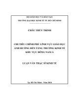 (Luận văn thạc sĩ) chi tiêu chính phủ lĩnh vực giáo dục ảnh hưởng đến tăng trưởng kinh tế khu vực đông nam á 