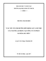 (Luận văn thạc sĩ) các yếu tố ảnh hưởng đến động lực làm việc của người lao động tại công ty cổ phần xi măng hà tiên 