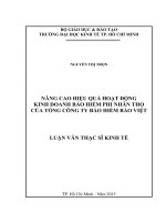 (Luận văn thạc sĩ) nâng cao hiệu quả hoạt động kinh doanh bảo hiểm phi nhân thọ của tổng công ty bảo hiểm bảo việt 