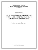 (Luận văn thạc sĩ) hoàn thiện hệ thống xếp hạng tín dụng doanh nghiệp tại ngân hàng TMCP đông á 