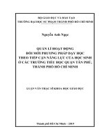 Quản lý hoạt động đổi mới phương pháp dạy học theo tiếp cận năng lực của học sinh ở các trường tiểu học quận tân phú, thành phố hồ chí minh 