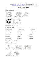 Tải Đề thi học kì 2 môn Tiếng Anh lớp 4 có file nghe năm học 2018 - 2019 số 1 - Đề thi môn Tiếng Anh lớp 4 học kỳ 2 theo thông tư 22 có đáp án