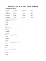 Tải Đề thi Tiếng Anh học kì 2 lớp 4 năm học 2019-2020 - Đề kiểm tra học kì 2 Tiếng Anh lớp 4 có đáp án