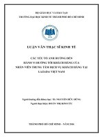 (Luận văn thạc sĩ) các yếu tố ảnh hưởng đến hành vi hướng tới khách hàng của nhân viên trung tâm dịch vụ khách hàng tại lazada việt nam 