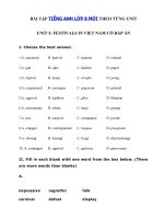 Tải Bài tập tiếng Anh lớp 8 Unit 5 Festivals In Viet Nam có đáp án - Tiếng Anh lớp 8 Unit 5 Festivals in Viet Nam| Bài tập Unit 5 SGK tiếng Anh lớp 8 mới có đáp án