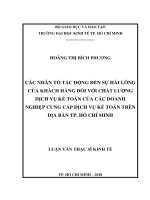 (Luận văn thạc sĩ) các nhân tố tác động đến sự hài lòng của khách hàng đối với chất lượng dịch vụ kế toán của các doanh nghiệp cung cấp dịch vụ kế toán trên địa bàn TP  hồ chí minh 