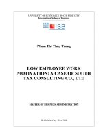 (Luận văn thạc sĩ) low employee work motivation a case of south tax consulting co , ltd 