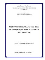 (Luận văn thạc sĩ) một số giải pháp nâng cao hiệu quả hoạt động kinh doanh của BIDV đồng nai 