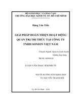(Luận văn thạc sĩ) giải pháp hoàn thiện hoạt động quản trị tri thức tại công ty TNHH SONION việt nam 