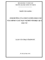 (Luận văn thạc sĩ) ảnh hưởng của chất lượng báo cáo tài chính và kỳ hạn nợ đối với hiệu quả đầu tư 