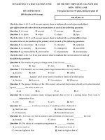 Tải Đề thi thử THPT Quốc gia môn tiếng Anh năm 2016 Sở GD-ĐT Trà Vinh có đáp án - Đề thi thử đại học môn tiếng Anh có đáp án